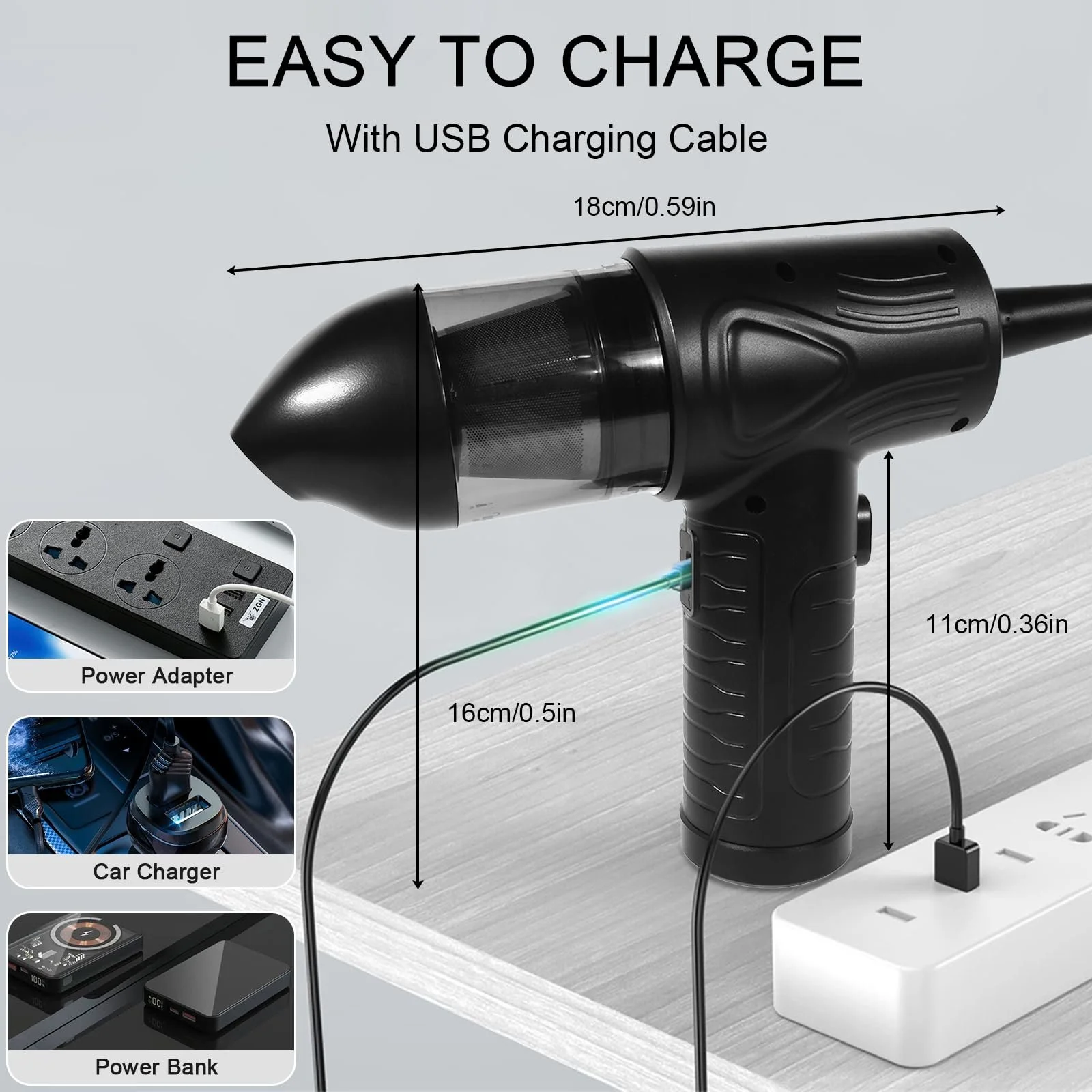 Акумуляторний повітродувка  та пилосос 2 в 1 3 швидкості 110000 RPM 7600mAh LED-підсвічування, фото №2