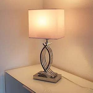 Настольная лампа Arnusa Designer 50 x 22 см E27 Серебристая с белым абажуром synthetic.ua - Фото 1