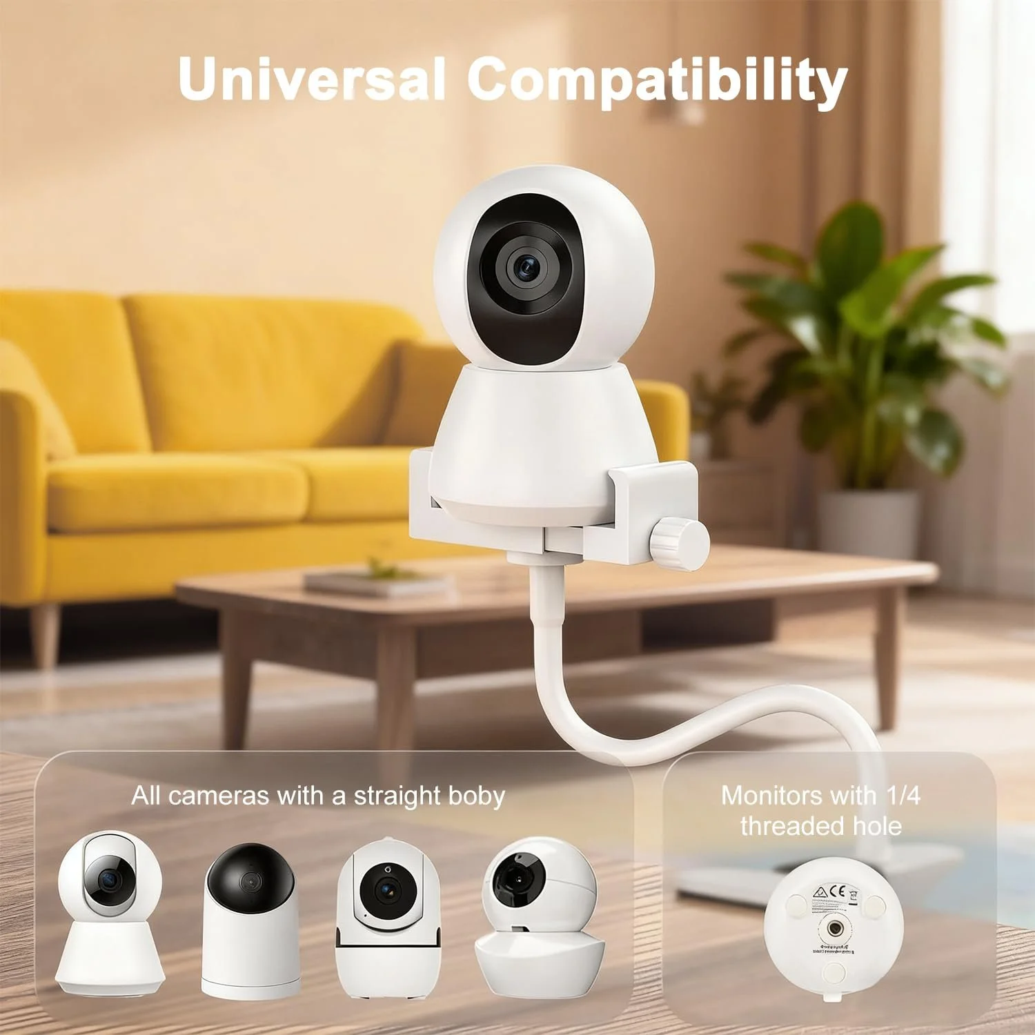 Універсальний тримач для відеоняні Philips Avent/Momcozy/ieGeek Boifun/GHB/Hellobaby гнучкий різьба 1/4", фото №3