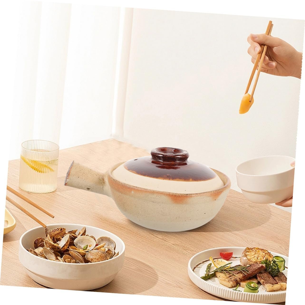 Кастрюля BESTYASH керамическая термостойкая с крышкой и ручками, фото №5