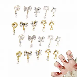 Золоті Срібні Підвіски для нігтів Метелики Бантики Перли для дизайну нігтів DIY - Фото 1