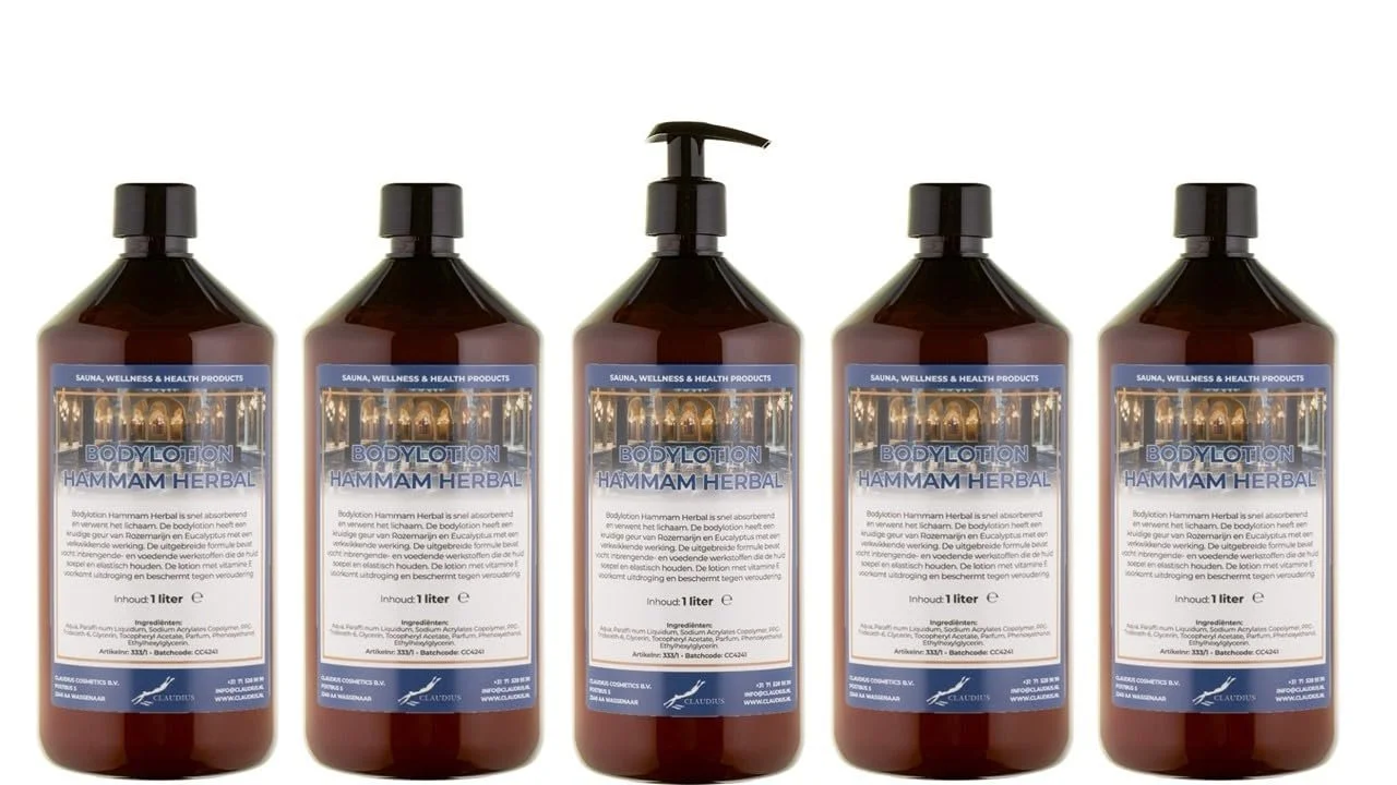 Лосьйон для тіла Claudius Hammam Herbal 5 x 1 літр з 1 помпою (бурштиновий), фото №1