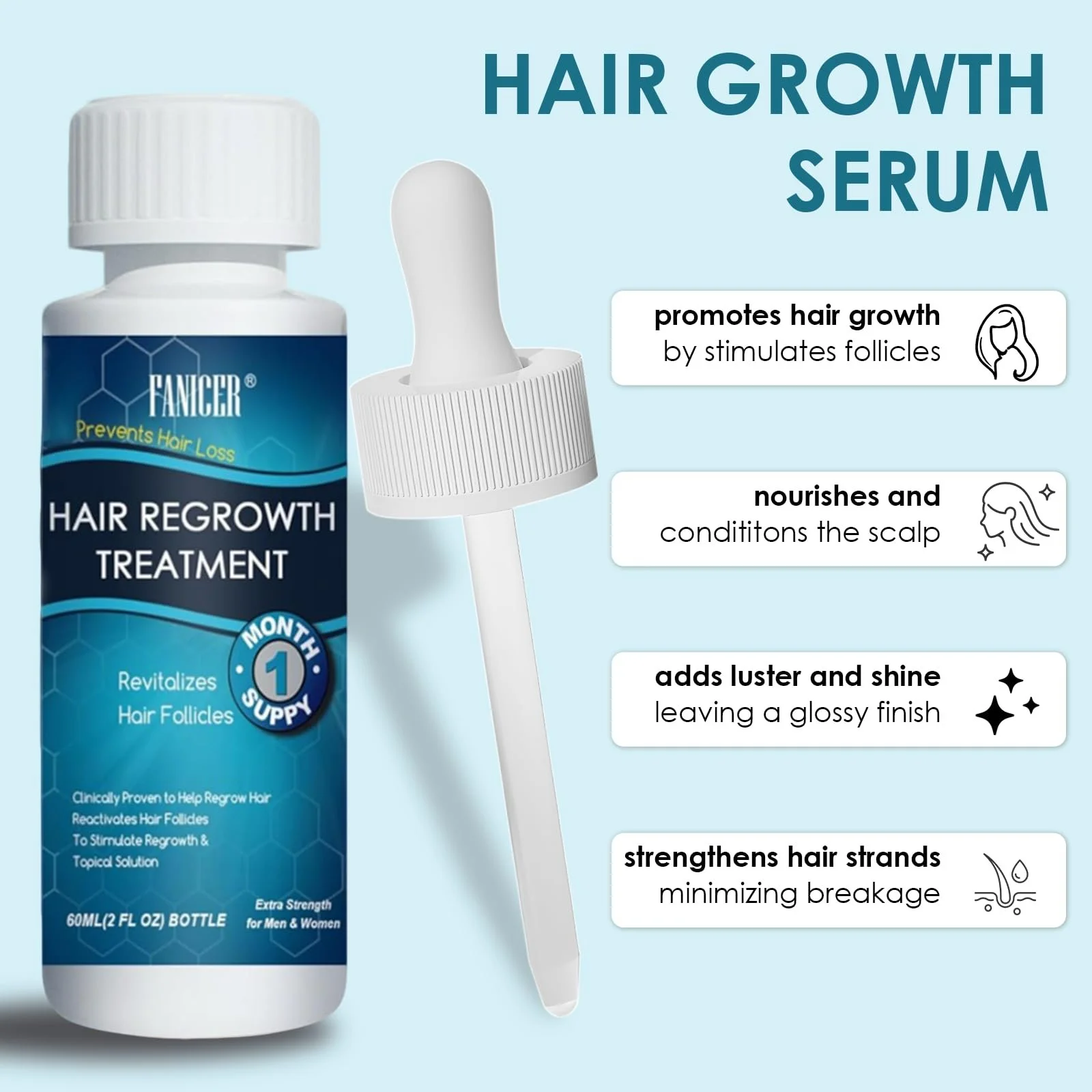 Сироватка для росту волосся 60 мл, діє проти витончення волосся, фото №3