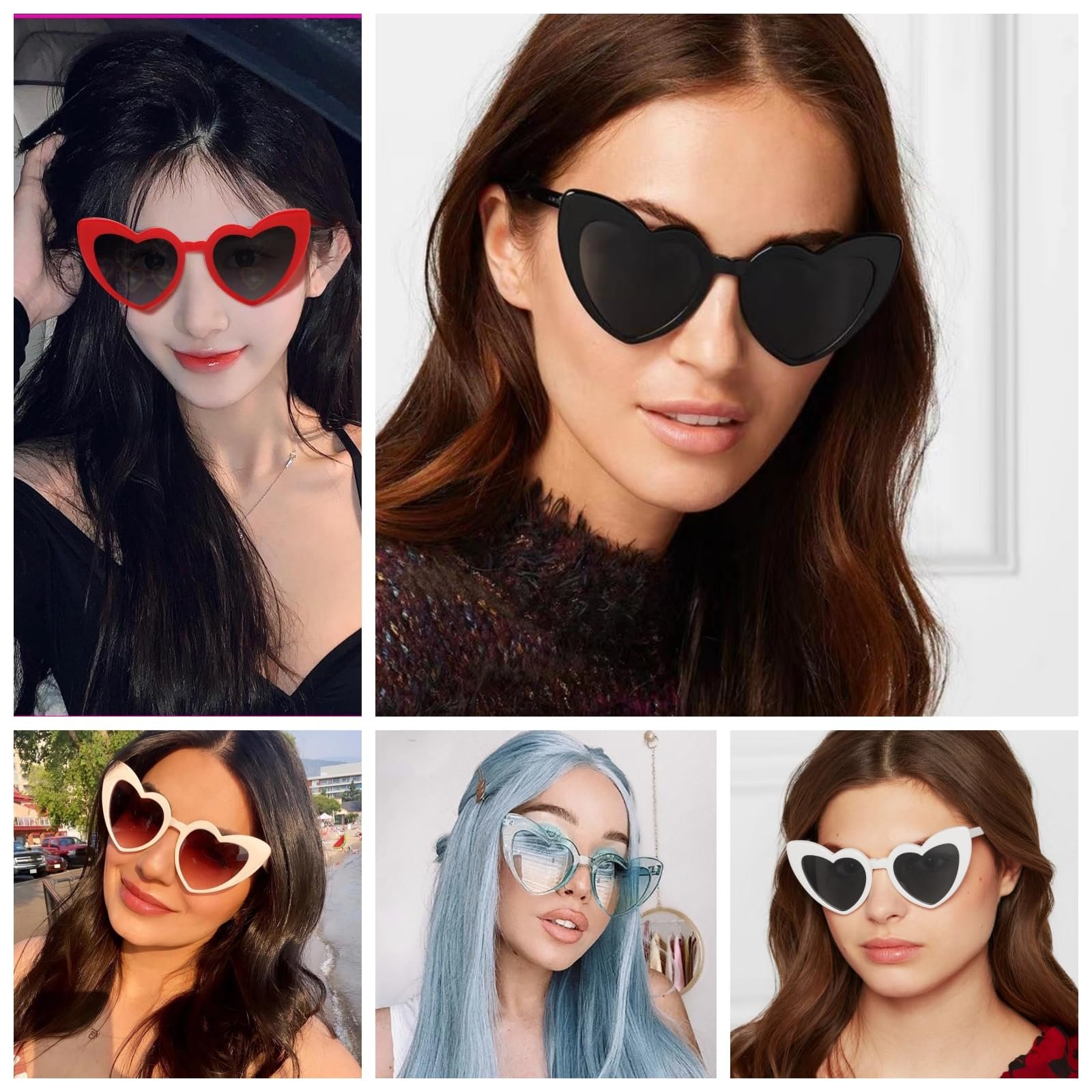 Сонцезахисні окуляри Серце Vintage Котячі Очі Любов Серце Форма UV400 Захист, фото №6