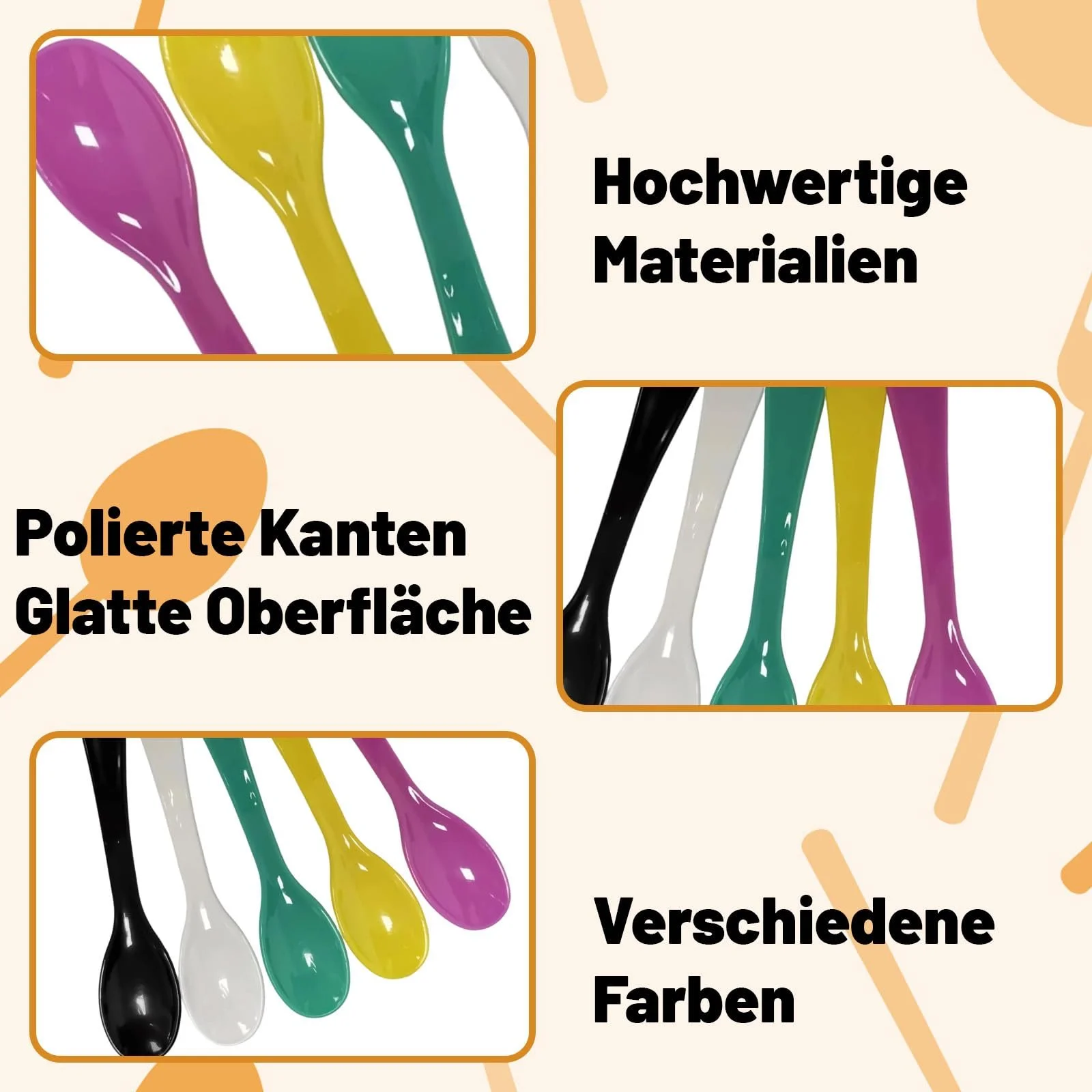 Ложка Пластикова 10 штук Різні Кольори, фото №3