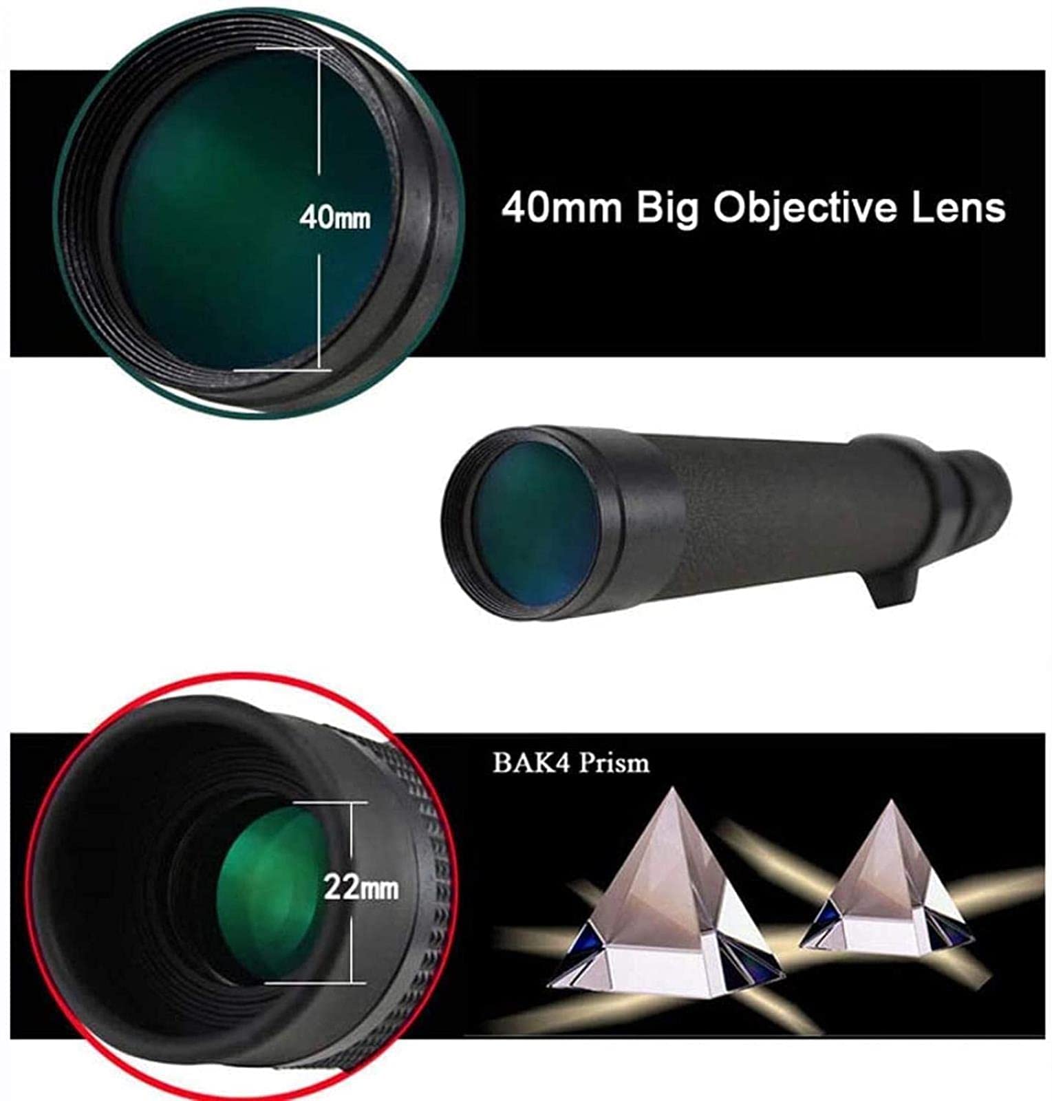 Монокуляр QHYTL 8-24x40 з BAK4 призмою та смартфонним адаптером, фото №5