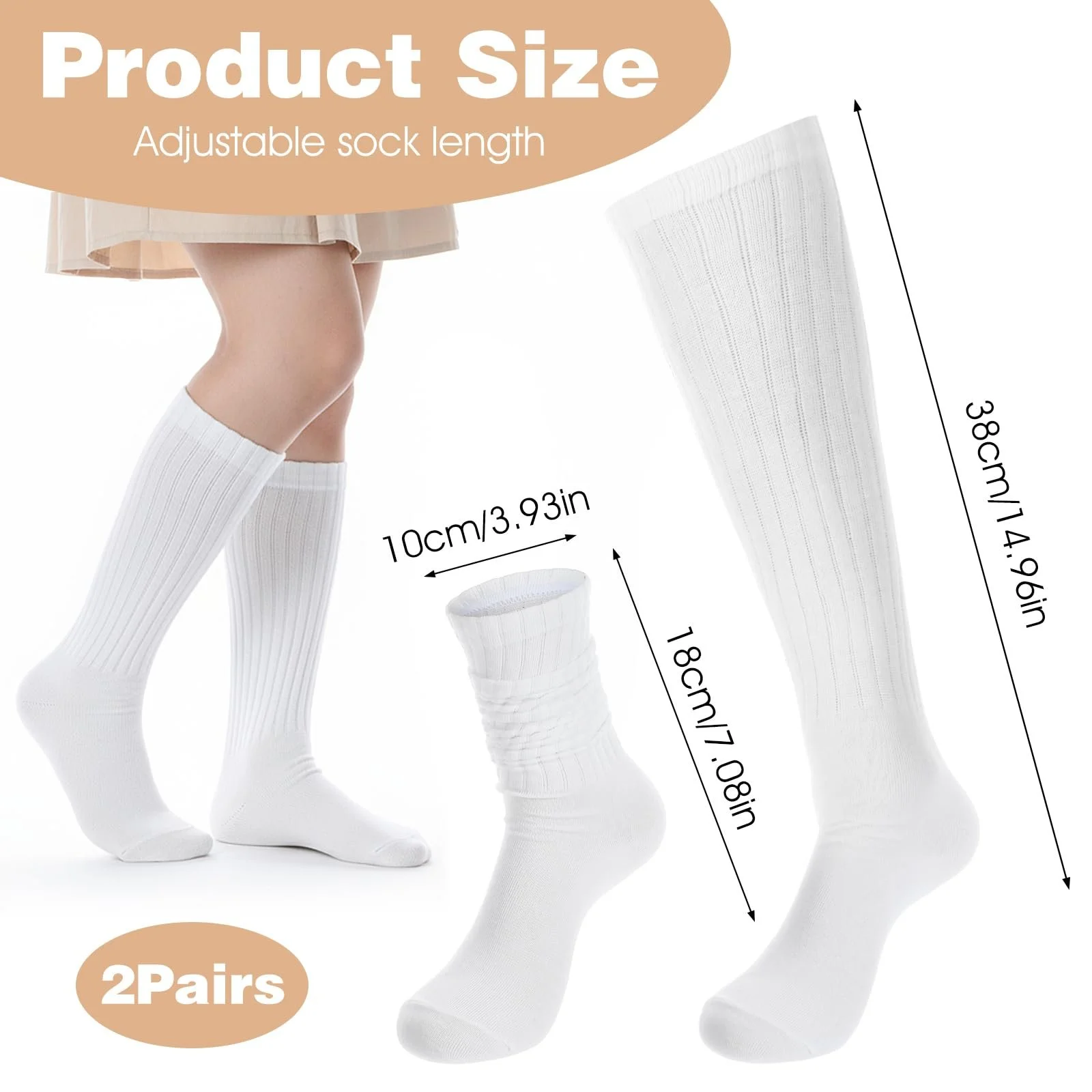 Шкарпетки KALIONE Slouch для жінок, 2 пари, високі до колін, розмір 35-40, фото №2