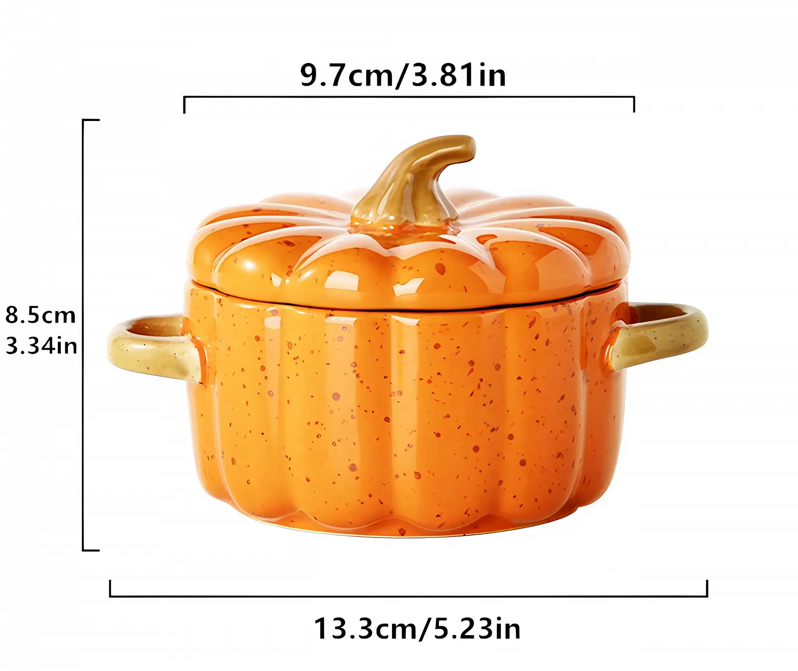 Миска керамічна Гарбуз оранжева для запікання з кришкою та ручками Airport, фото №3
