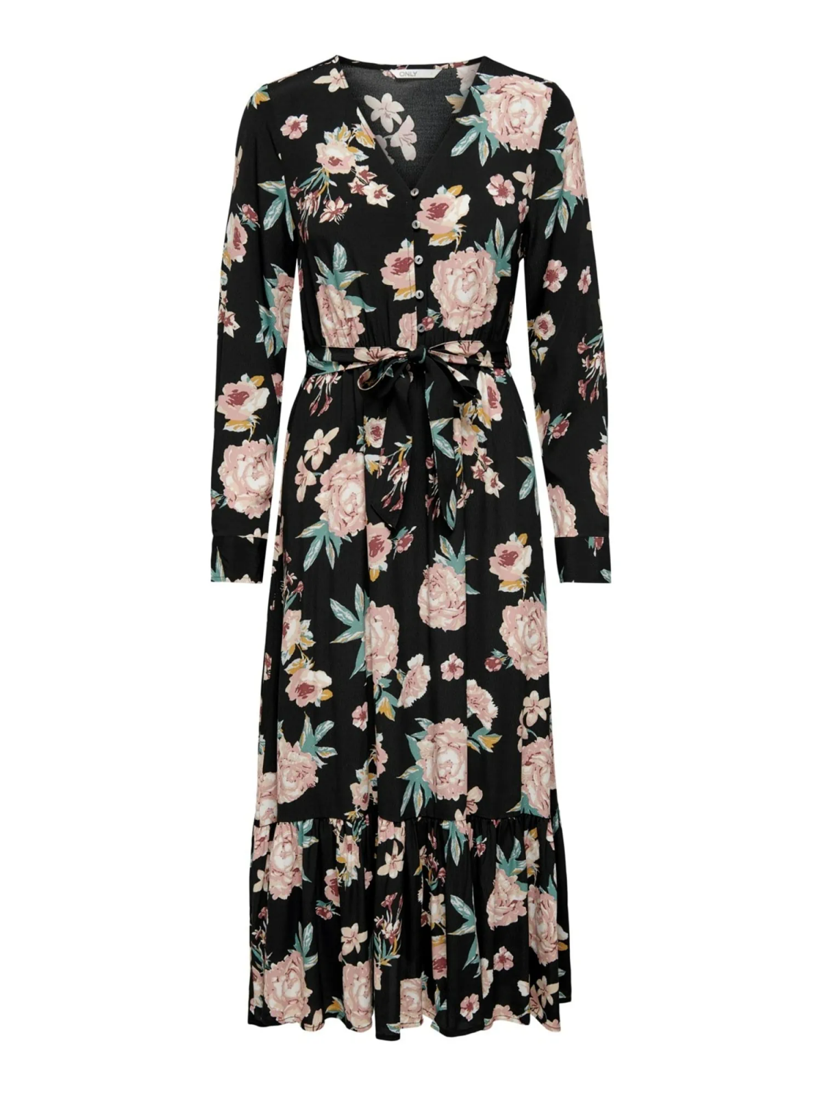 Сукня ONLMARY L/S MIDI BUTTON DRESS WVN 15243529--AOP:GROUNDBREAKER FLORAL ONLY Чорний M, фото №2