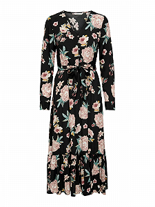 Сукня ONLMARY L/S MIDI BUTTON DRESS WVN 15243529--AOP:GROUNDBREAKER FLORAL ONLY Чорний M synthetic.ua - Фото 1