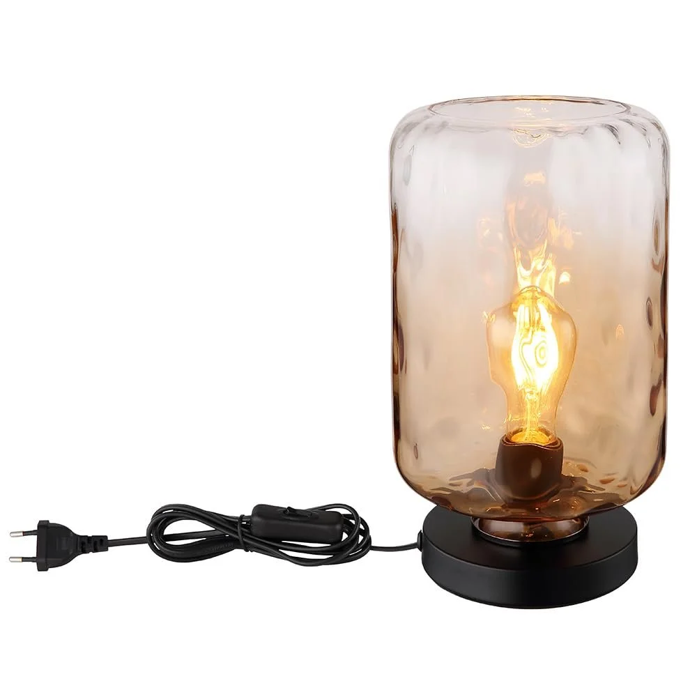 Настольная лампа GLOBO Retro Стекло Янтарный Прозрачный Черный 1x E27 19 x 32.5 см, фото №6