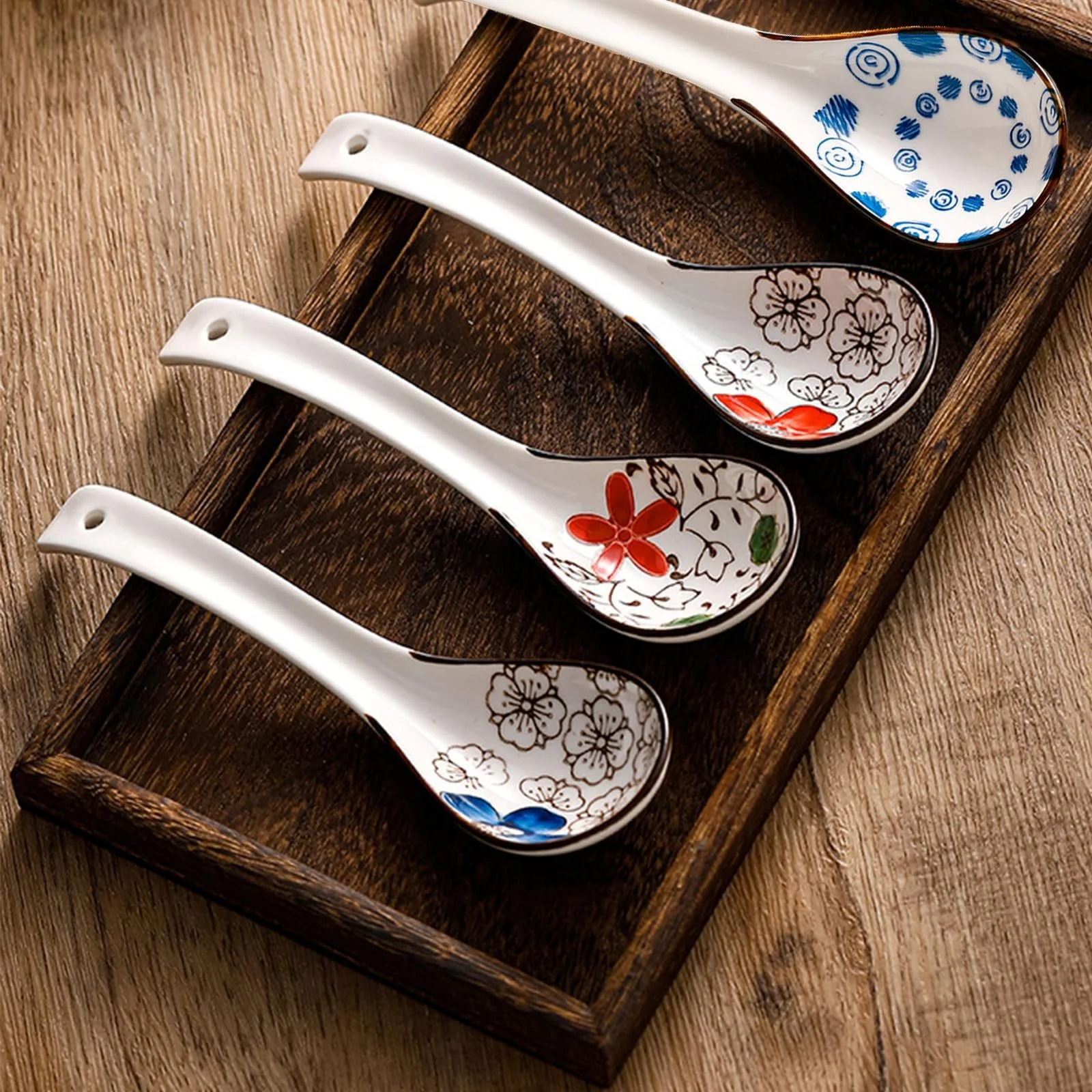 Набір з 6 азіатських ложок для супу, Керамічні китайські, фото №5 Набір з 6 азіатських ложок для супу, Керамічні китайські, фото №5