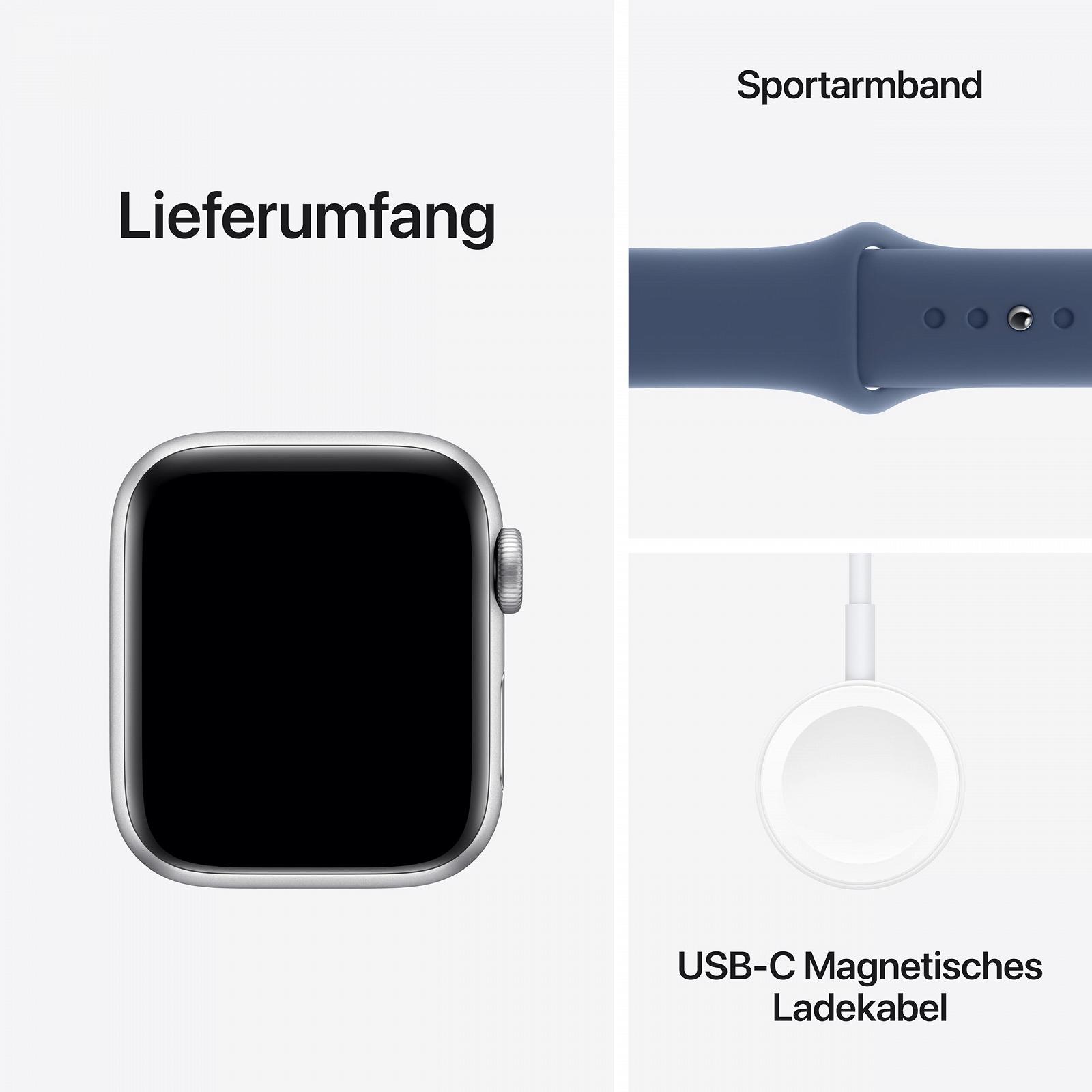 Смарт-часы Apple Watch SE (2nd Generation) GPS + Cellular 40mm, алюминиевый корпус серебристый, спортивный ремешок джинсовый (M/L), фото №6