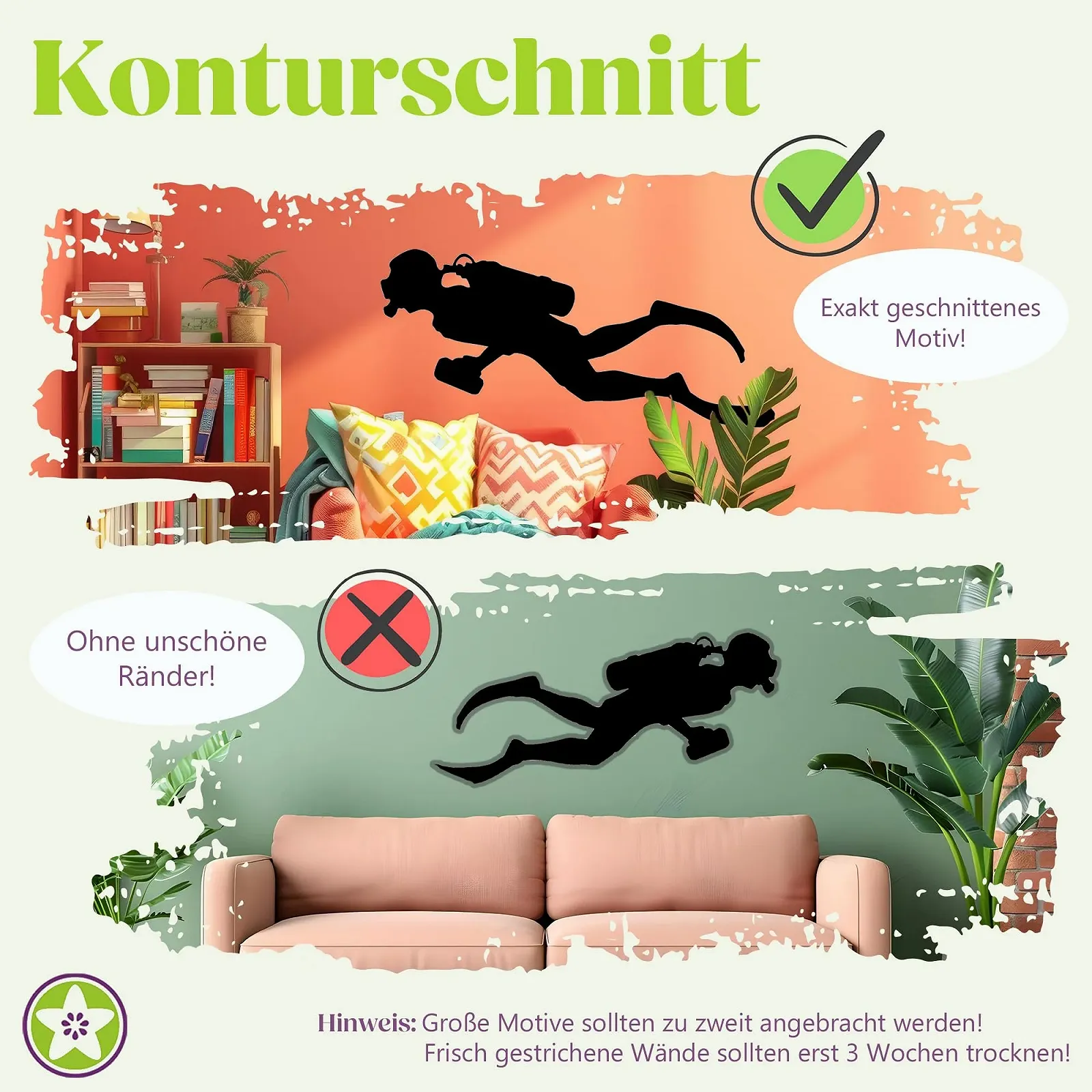 Наклейка на стену Kiwistar Silver Fern New Zealand 6 размеров, фото №3