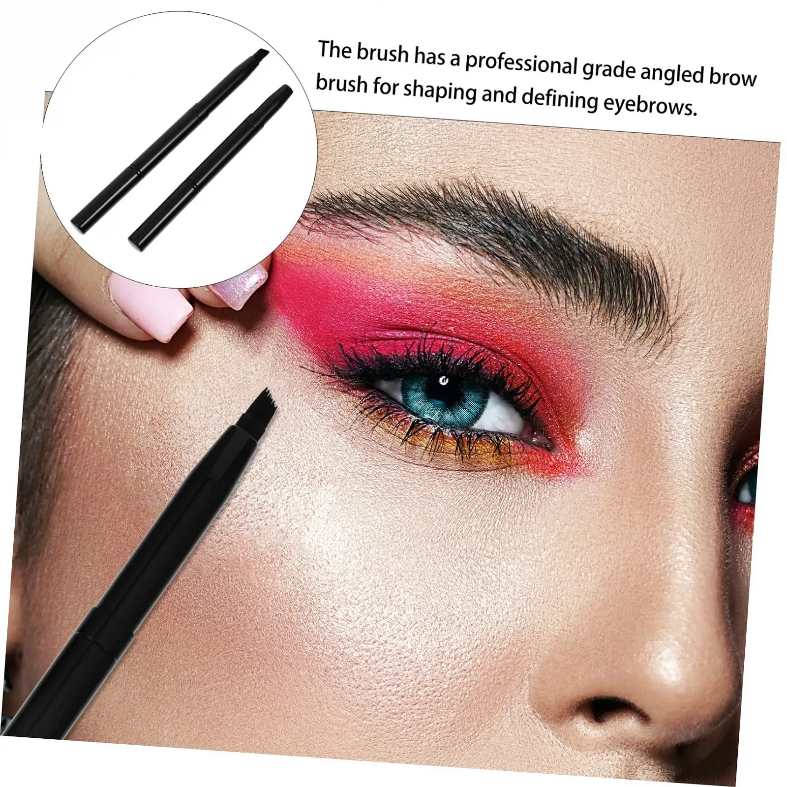 Пензлі для брів висувний DOITOOL Міні Пензлі для макіяжу кутовий скошений 2 шт, фото №2