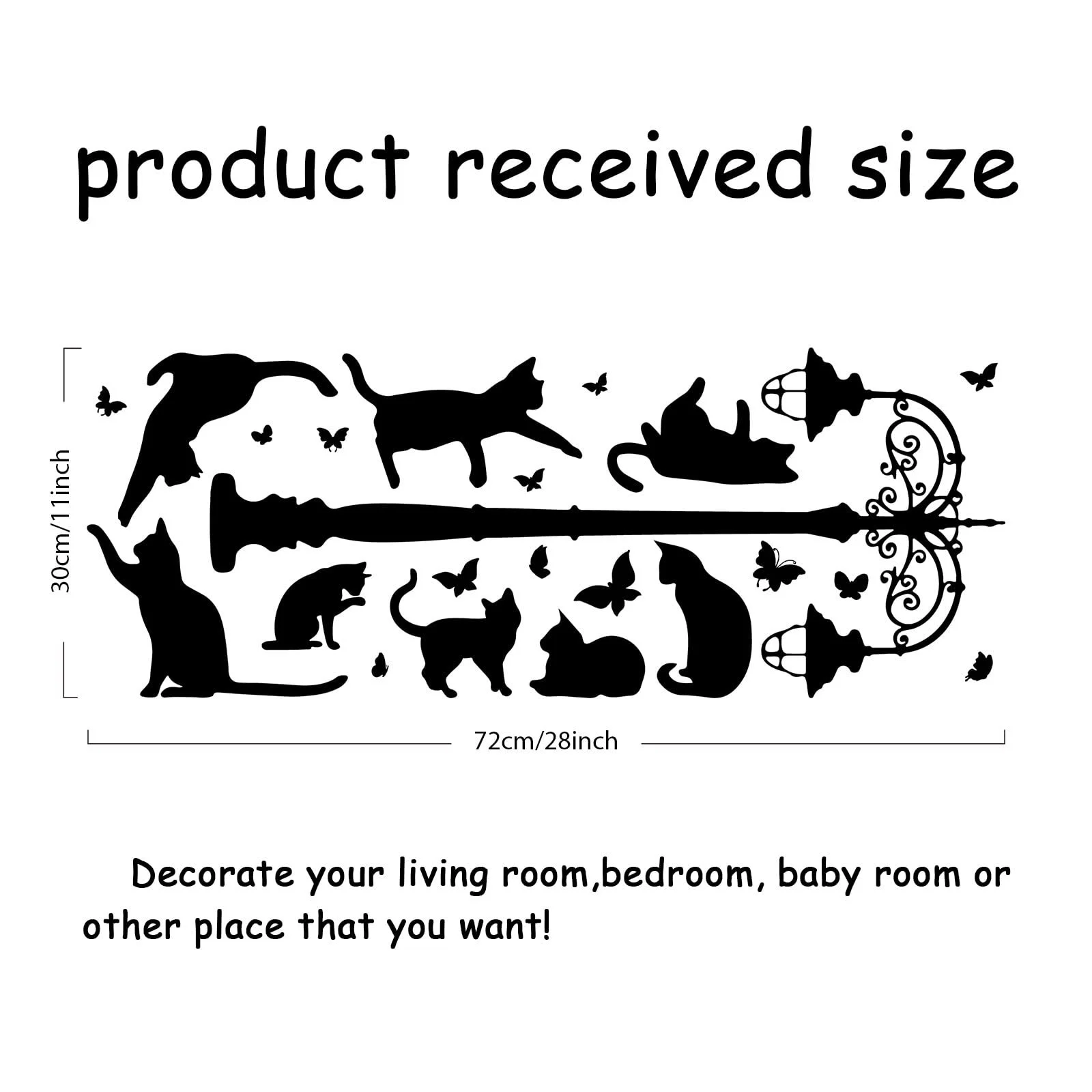 Наклейка на стіну SUPERDANT Black Cat Silhouette Street Lamp Butterfly Black, фото №3 Наклейка на стіну SUPERDANT Black Cat Silhouette Street Lamp Butterfly Black, фото №3