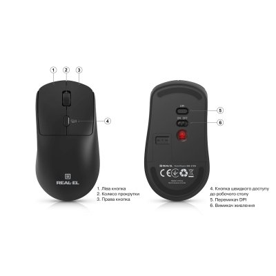 Мышка REAL-EL RM-317W Wireless Black (EL123200052), фото №10 Мышка REAL-EL RM-317W Wireless Black (EL123200052), фото №10