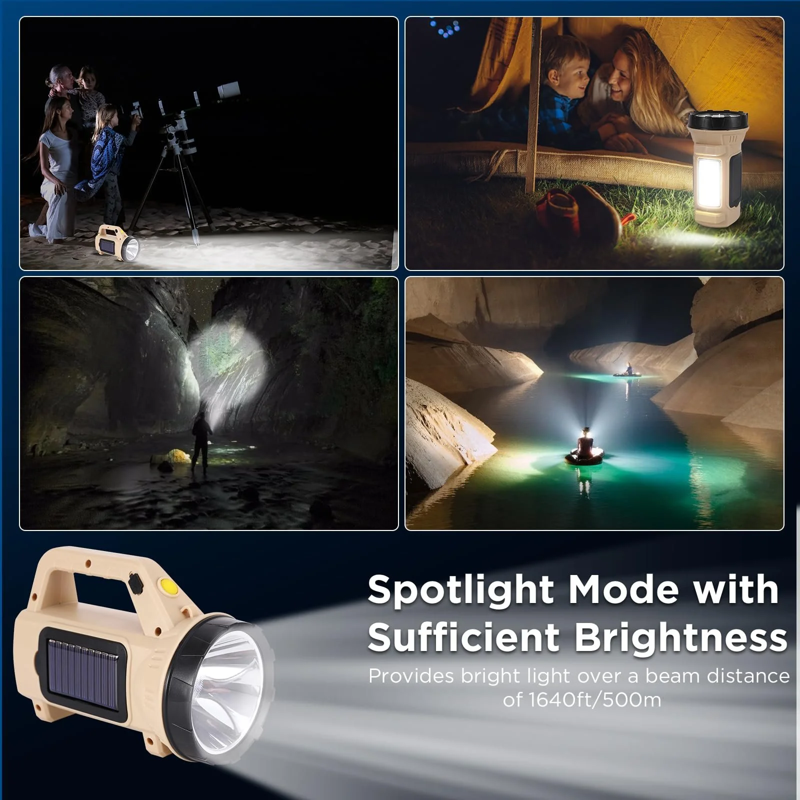 Сонячний LED ліхтар з USB, сонячний ліхтар з акумулятором 1200 mAh, 3 режими, портативний, водонепроникний для риболовлі, активного відпочинку, кемпінгу, фото №8