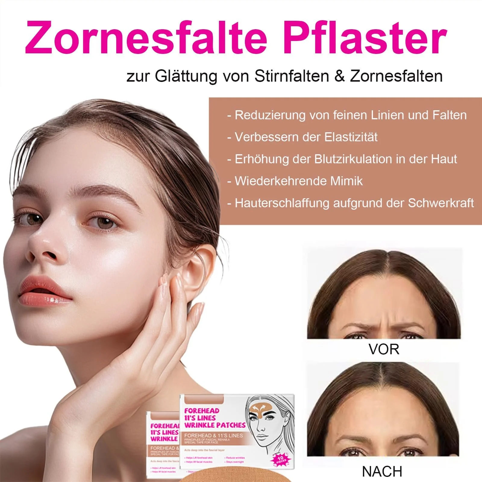 Патчі для лоба проти зморшок для розгладження зморшок на лобі, 20 шт, фото №4