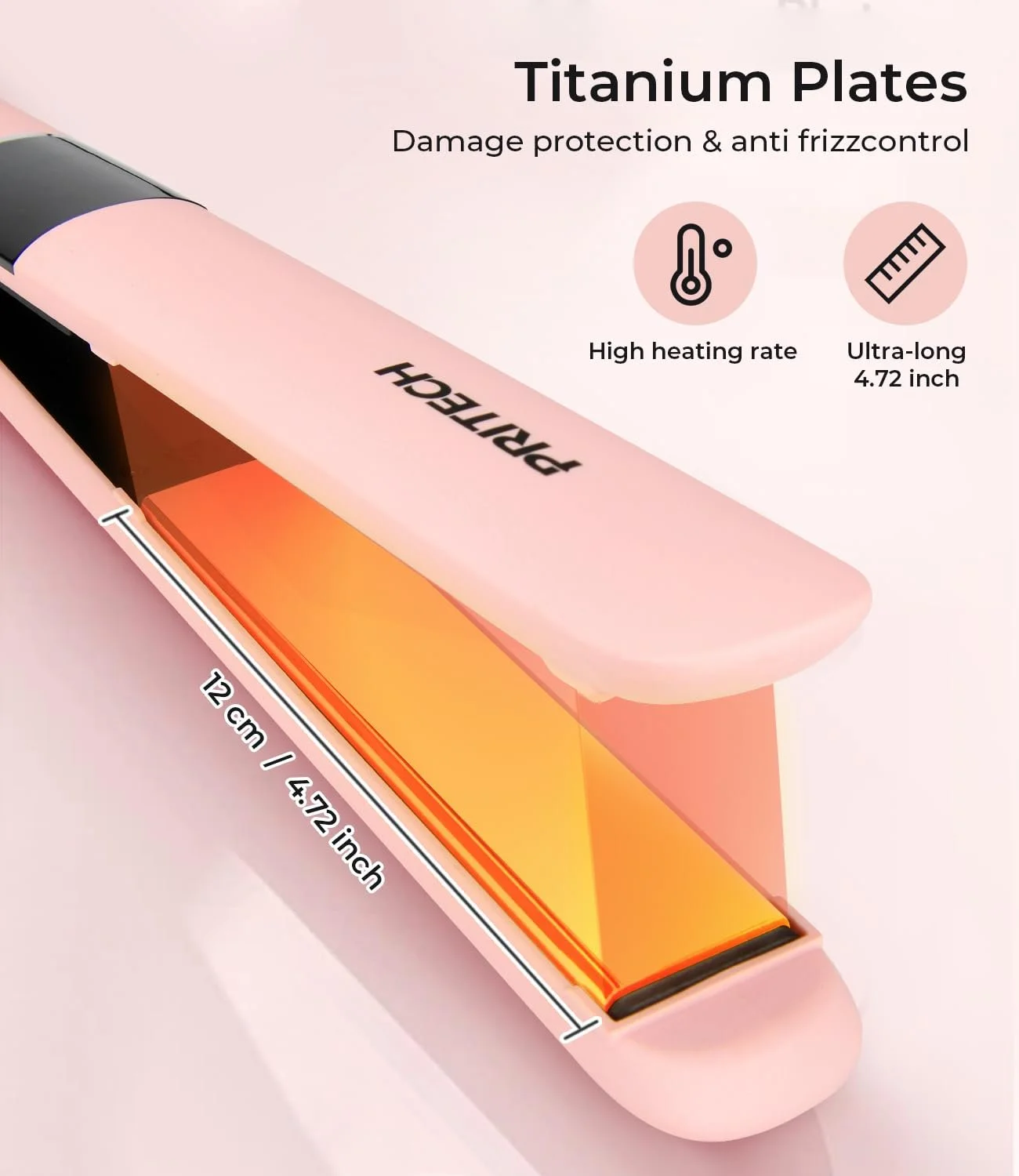 Выпрямитель для волос PRITECH с титановыми пластинами и LCD-дисплеем 150-230°C Pink, фото №4 Выпрямитель для волос PRITECH с титановыми пластинами и LCD-дисплеем 150-230°C Pink, фото №4