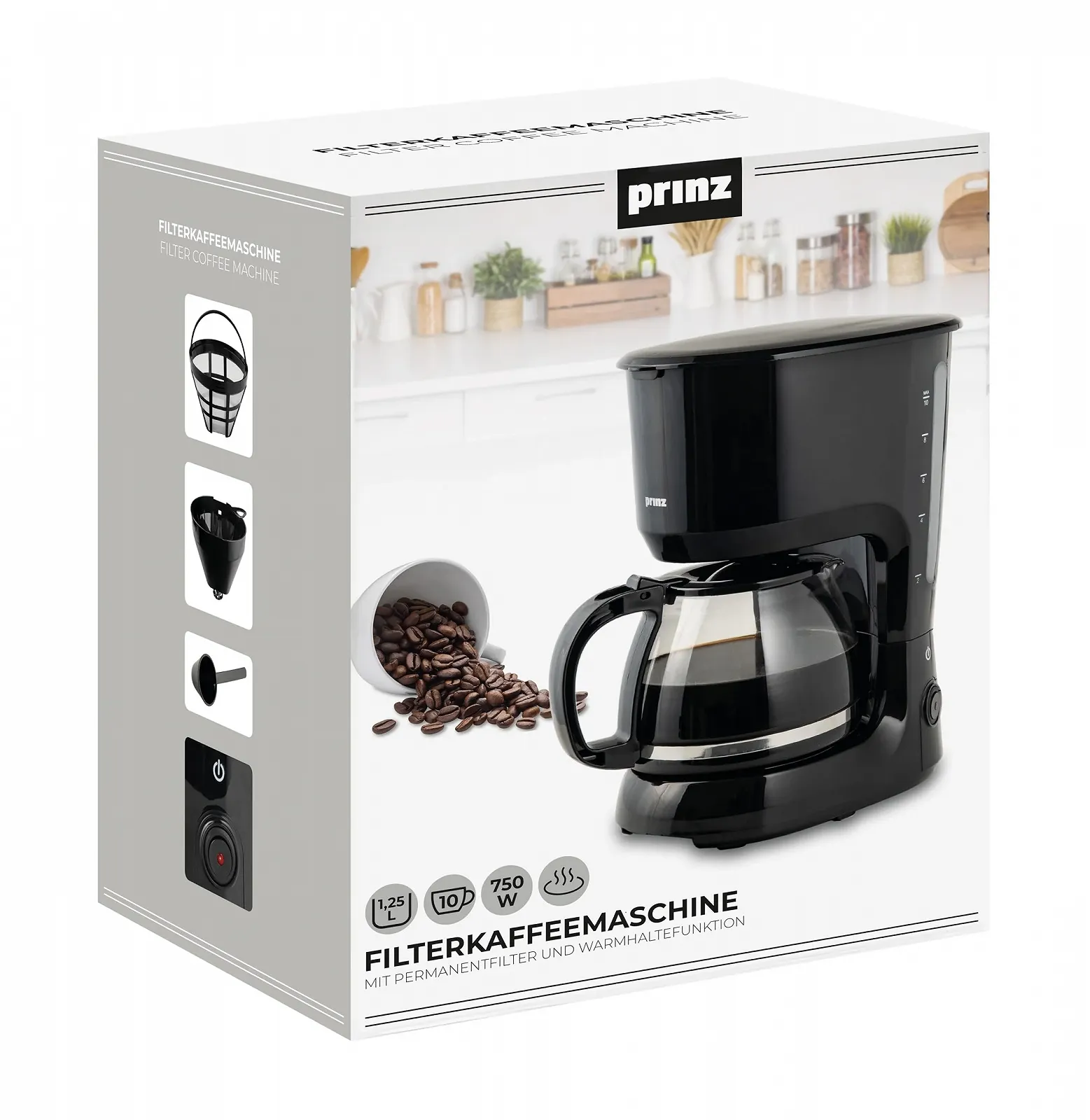 Капельная кофеварка Prinz PZ-FK2 1.25 л 750 W, фото №6