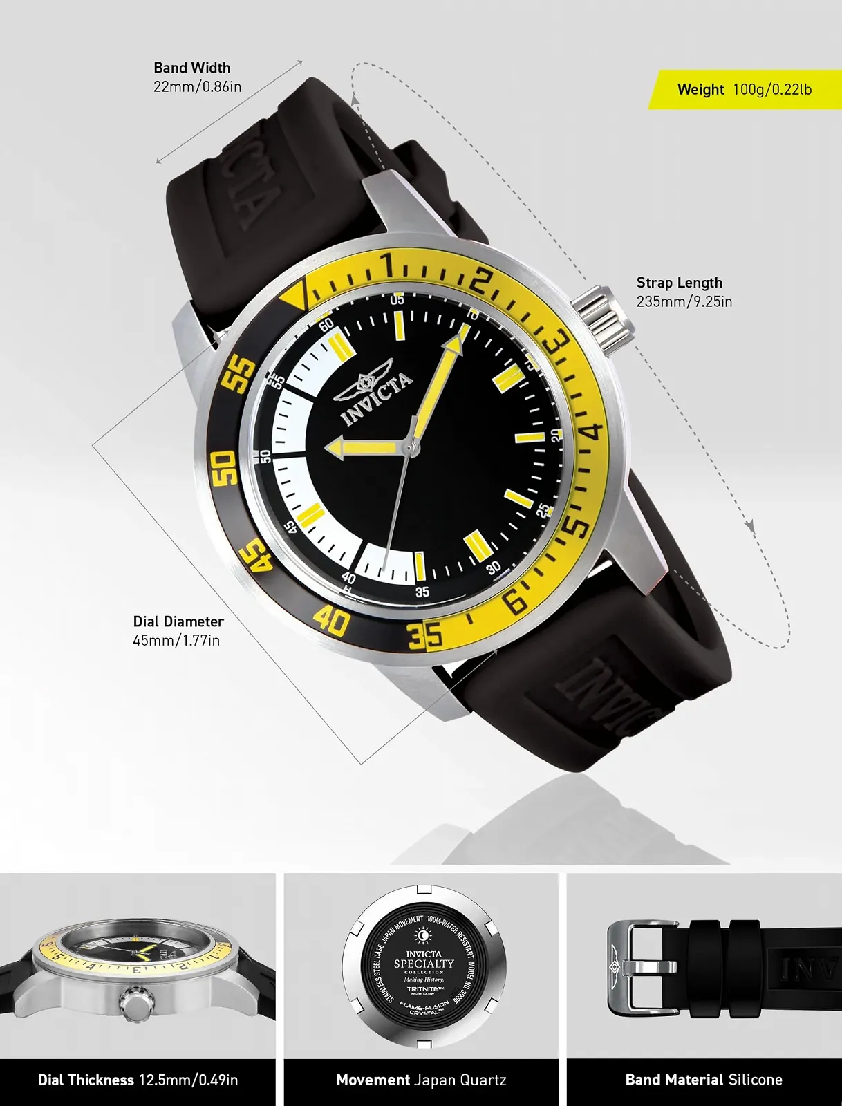 Годинник кварцовий чоловічий Invicta Specialty Edelstahl 45 мм, фото №3 Годинник кварцовий чоловічий Invicta Specialty Edelstahl 45 мм, фото №3