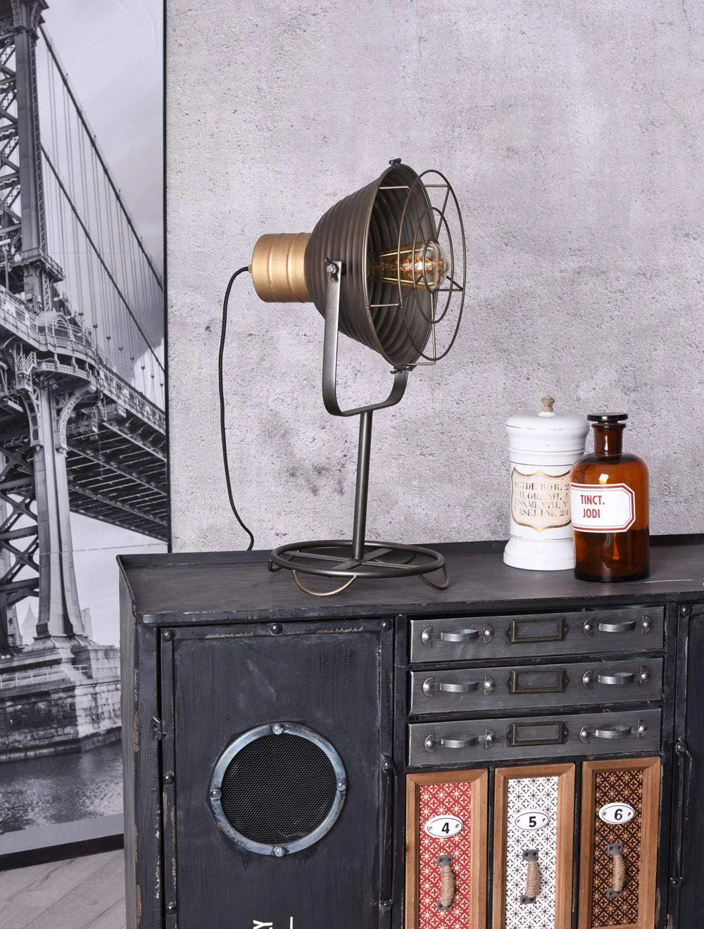 Настольная лампа Palazzo Bauhaus GMF004 Loft Industrial металлическая серая, фото №5