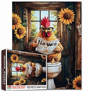 Купити Пазл Tucocoo Funny Rooster on Toilet 1000 елементів Півень в окулярах з газетою та соняшниками - Фото 1 Пазл Tucocoo Funny Rooster on Toilet 1000 елементів Півень в окулярах з газетою та соняшниками - Фото 1