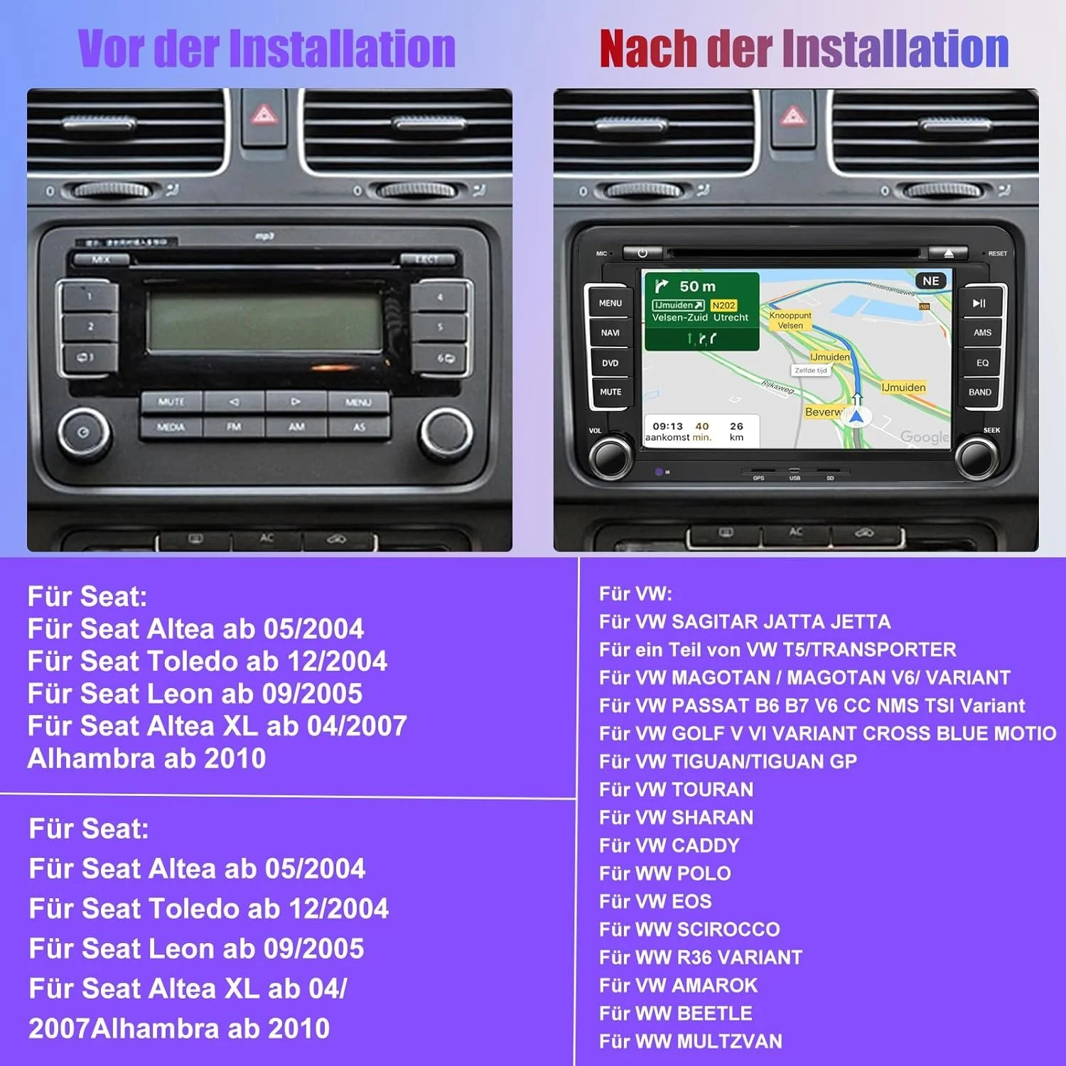 Штатна автомагнітола SEMAITU для VW Golf 5 6 Polo Passat Tiguan / 7" / Сенсорна / Apple CarPlay / Android Auto / Bluetooth / GPS / USB / AUX / SD slot / CD / DVD, фото №2 Штатна автомагнітола SEMAITU для VW Golf 5 6 Polo Passat Tiguan / 7" / Сенсорна / Apple CarPlay / Android Auto / Bluetooth / GPS / USB / AUX / SD slot / CD / DVD, фото №2