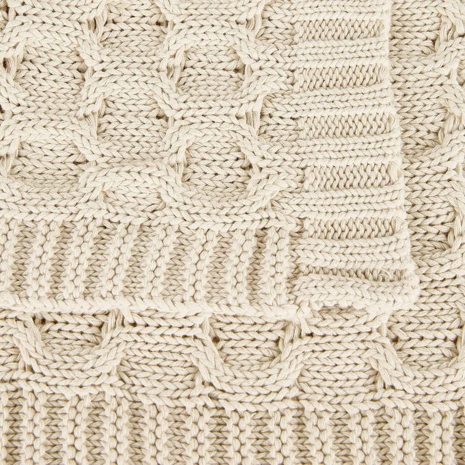 Плед Loberon Cealena, привлекательный вязаный узор, мягкий на ощупь, вневременной и естественный вид, покрывало, хлопок, бежевый, фото №4