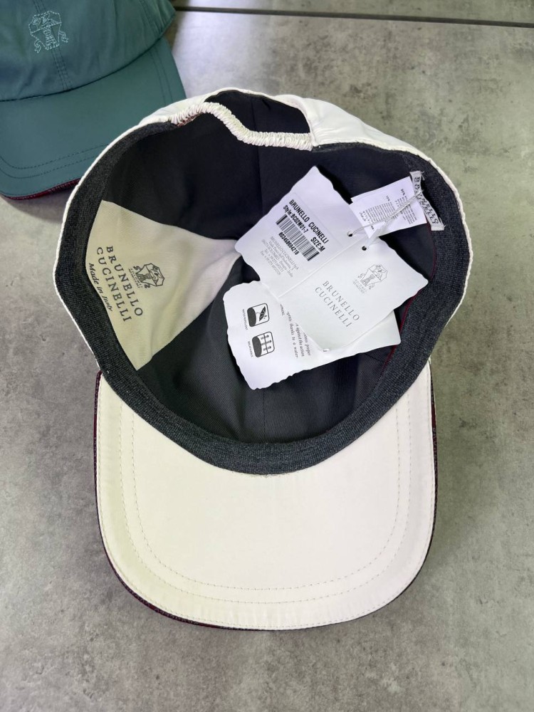 Кепка Brunello Cucinelli молочна з червоним логотипом gu598, фото №5