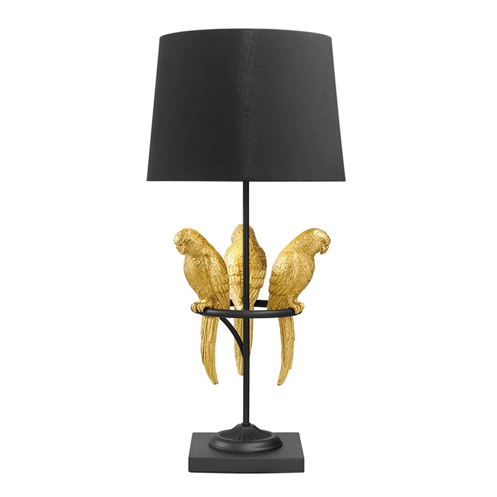 Настольная лампа Riess Ambiente Wildlife Скульптуры попугаев Мраморное основание 75 см Черная Золотая, фото №1
