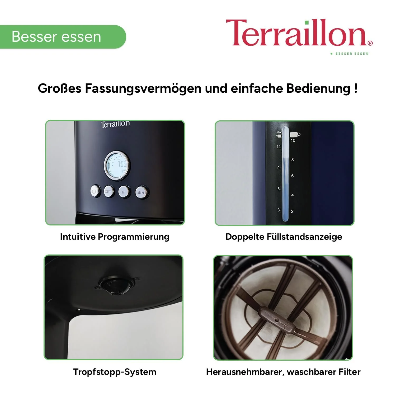 Кофеварка капельная Terraillon New Moon программируемая 1080 W 1.25 L синяя, фото №4