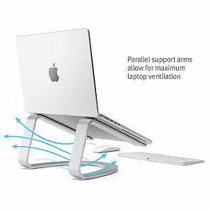 Подставка для ноутбука Twelve South Curve SE для MacBook и ноутбуков, алюминиевая эргономичная настольная охлаждающая подставка для дома или офиса, серебряная synthetic.ua - Фото 1