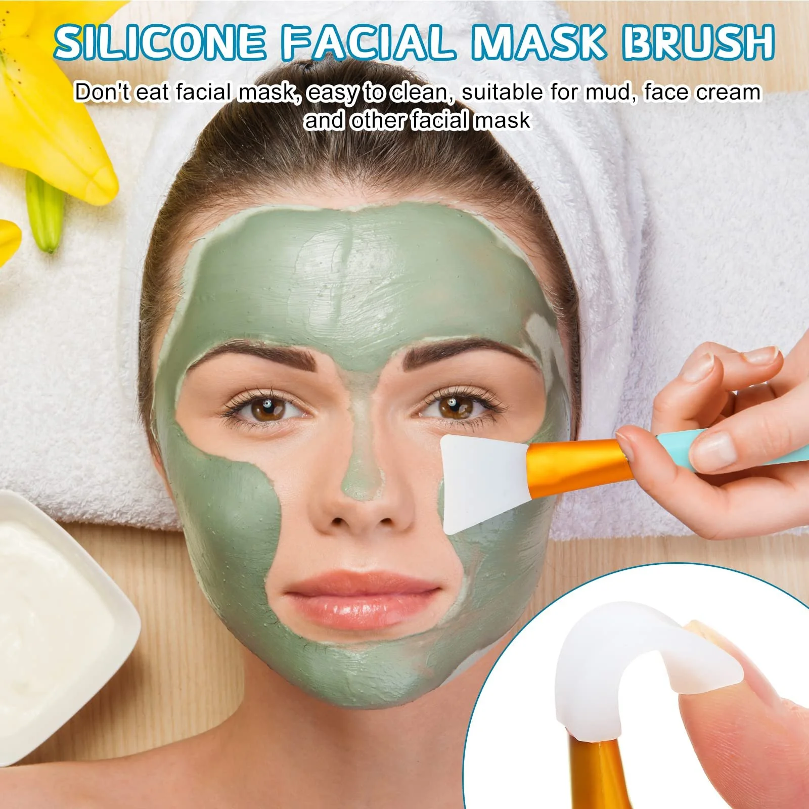 Набір з 4 спа-пов'язок: пов'язка для макіяжу, браслети для вмивання обличчя, фото №5