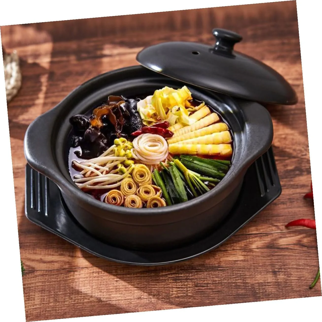 Керамічна каструля Піщаний горщик Жаростійка Антипригарна з кришкою, фото №5