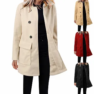 Шерстяное пальто KBOPLEMQ Женское элегантное однотонное synthetic.ua - Фото 1