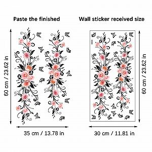 Наклейка на стіну Black Flowers Rose Butterfly 60 x 15 см 2 шт. synthetic.ua - Фото 1