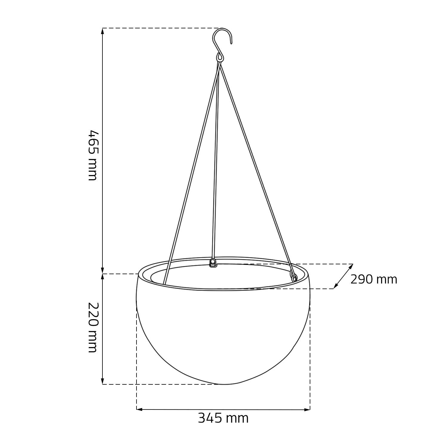 Підвісний вазон Keter Hanging Sphere Дизайн під ротанг Пластик Антрацит, фото №6