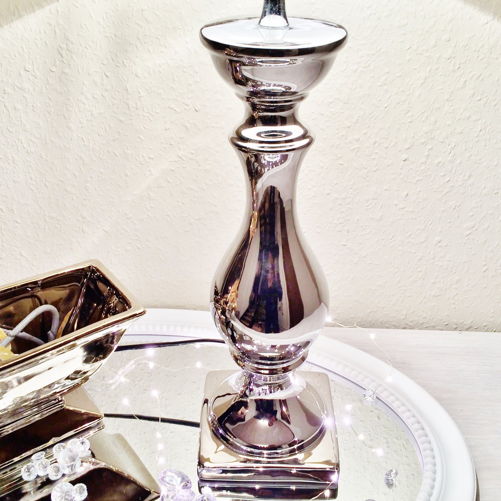 Настільна лампа Lovely кераміка 60 см сріблястий/чорний, фото №3