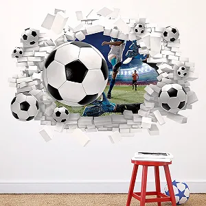 Наклейка на стіну HPNIUB 3D Football Breakthrough 70 x 55 см Кольоровий - Фото 1