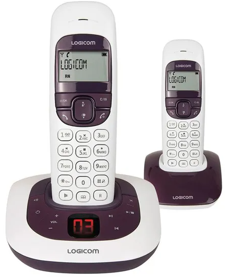  Стаціонарний бездротовий телефон Logicom SOLY 255T Duo Aubergine, фото №1