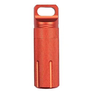 Таблетниця iiniim Міні, брелок, алюміній, капсула для зберігання, аварійна, для спорту, кемпінгу, помаранчева - Фото 1