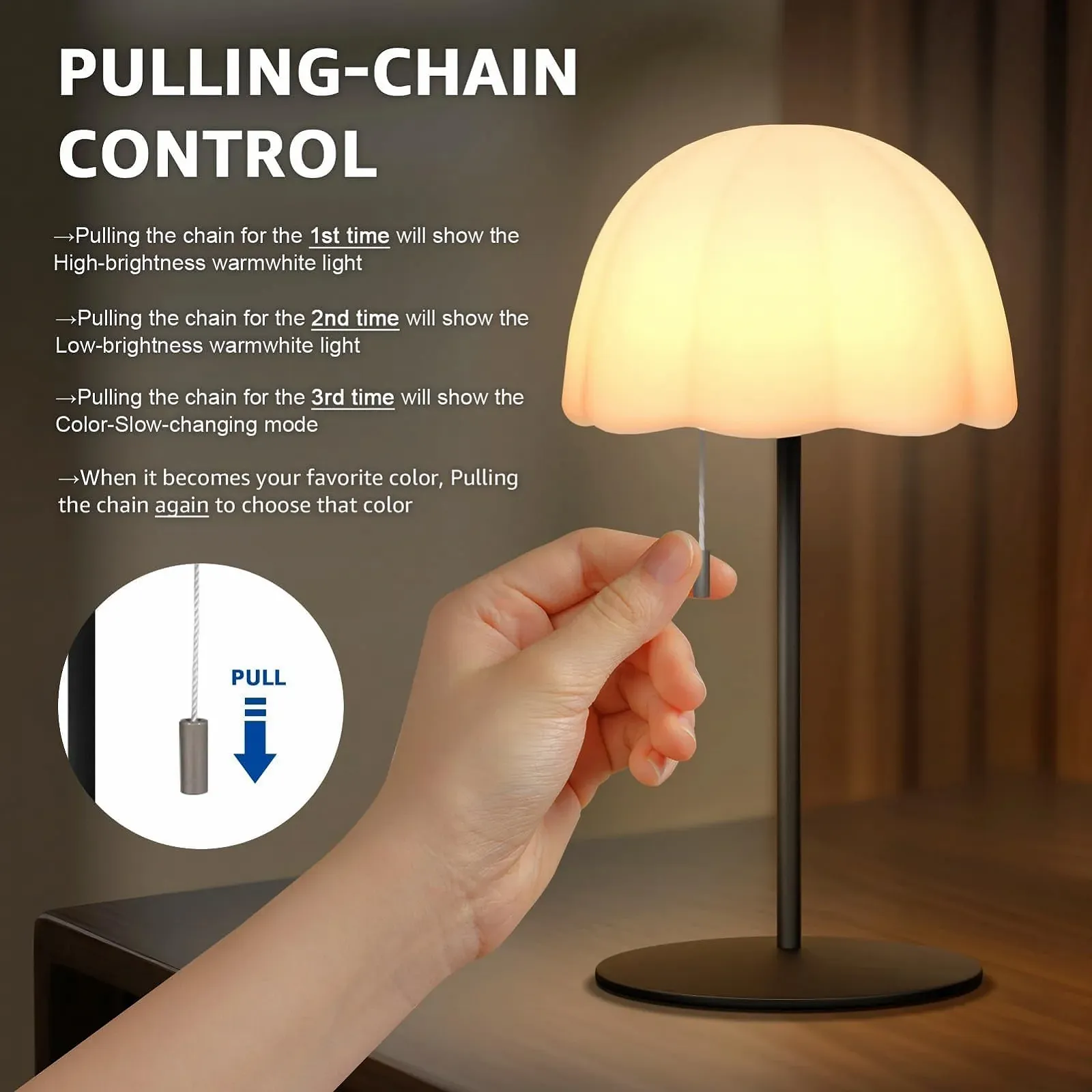 Настільна лампа FUYO Wireless LED акумуляторна димована 8 кольорів IP44, фото №4