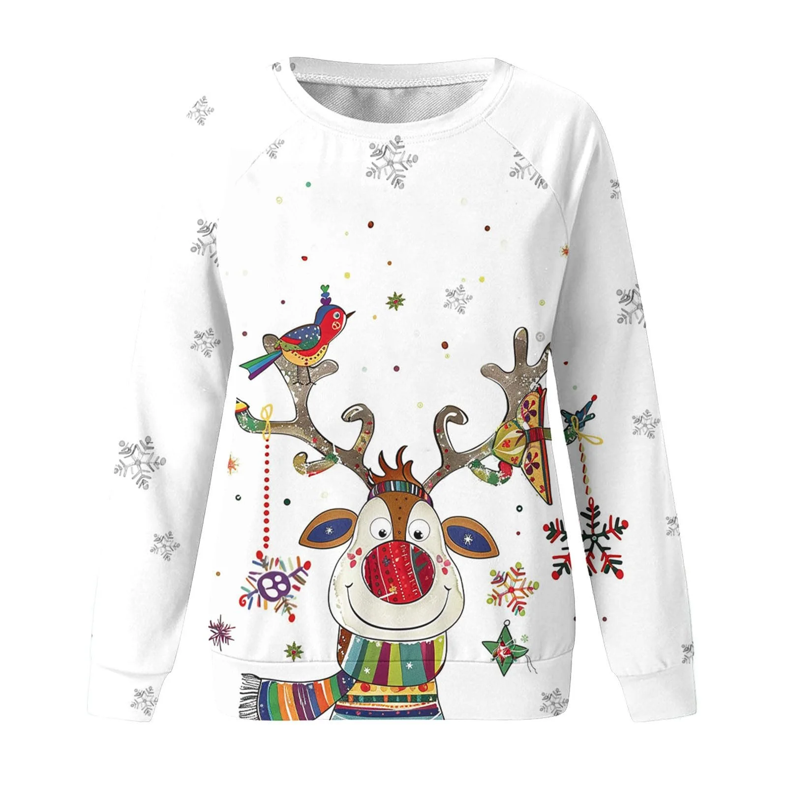 Женский Рождественский Свитшот Рождественский Пуловер Модный Элегантный С круглым вырезом С длинными рукавами Рождественский Принт, фото №3 Женский Рождественский Свитшот Рождественский Пуловер Модный Элегантный С круглым вырезом С длинными рукавами Рождественский Принт, фото №3