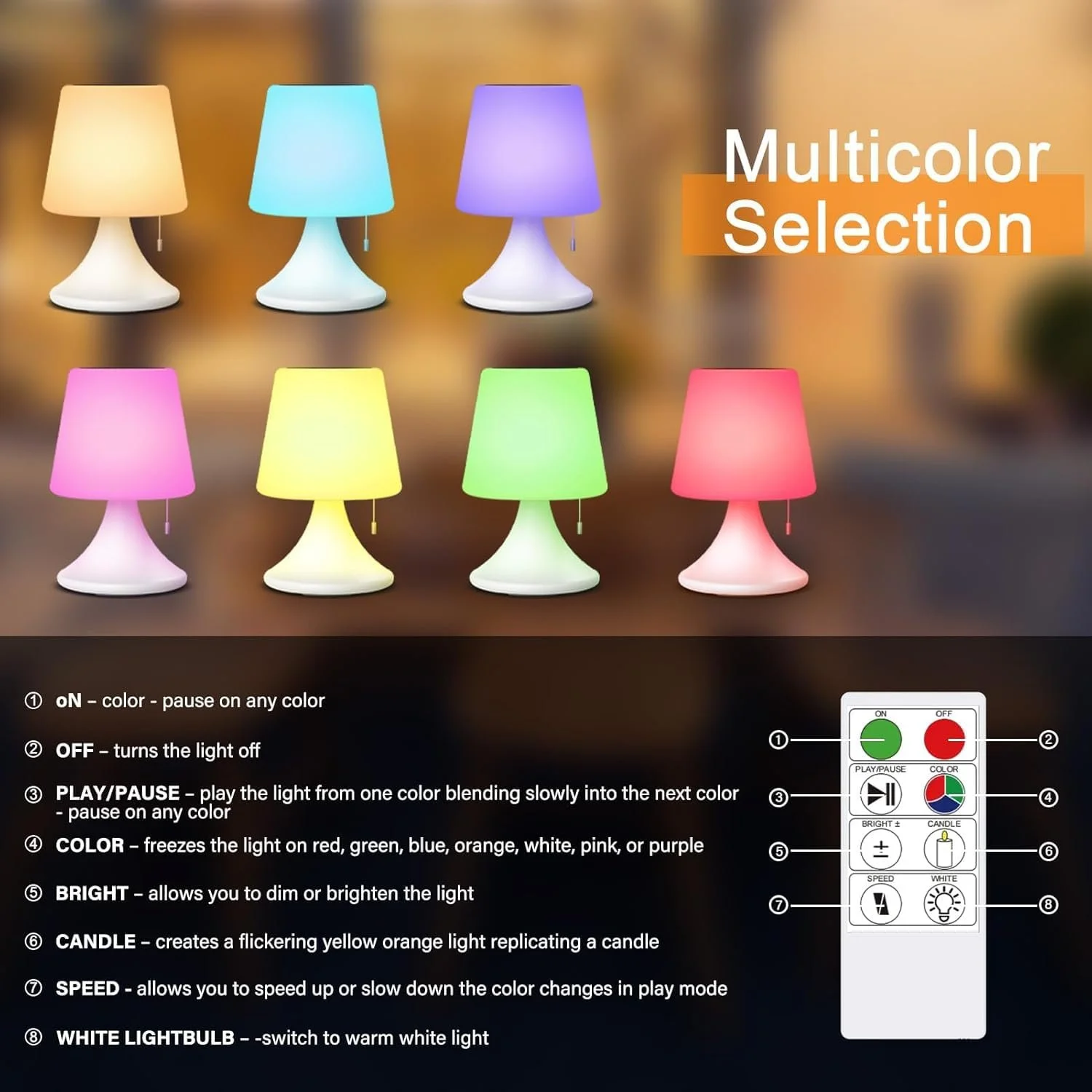 Настільна лампа FUYO Solar LED 8 кольорів Димер IP44 Wireless, фото №2