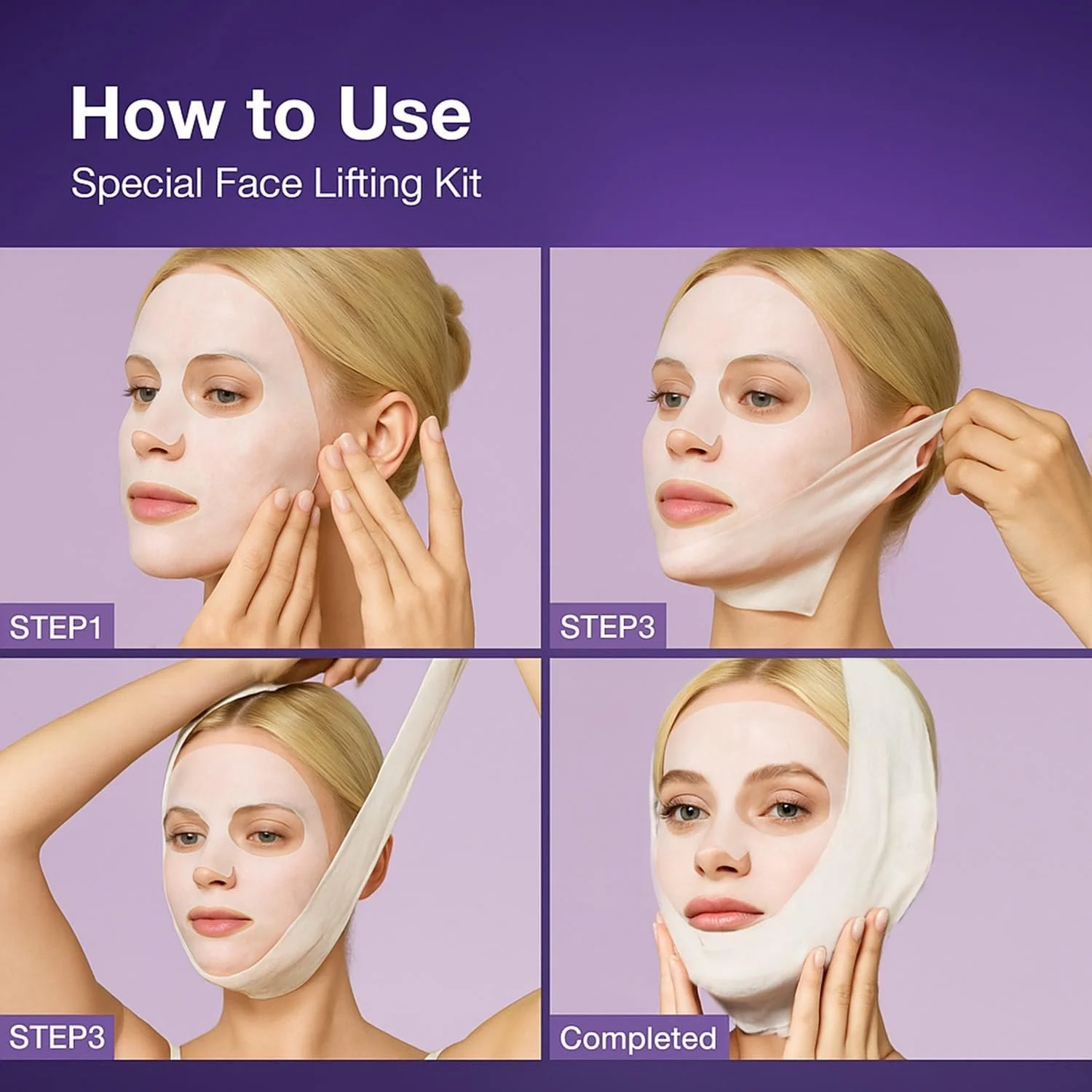 Маска для обличчя SKYBDY BIO Lifting-Sil Повна | NAD+, NMN, Колаген та Пептиди | Підтягує щелепу та шию | Зменшує зморшки та лінії 4 шт + Бонус Підтягуюча стрічка, фото №4