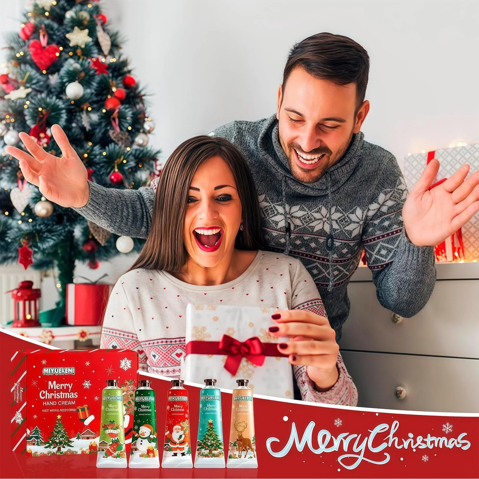 Набір кремів для рук Різдвяний, 5 x 30 г, Живильний набір кремів для рук з маслом ши, фото №3