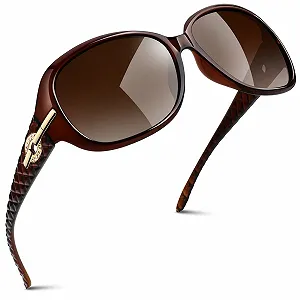 Поляризовані сонцезахисні окуляри жіночі великі великого розміру елегантні класичні вінтажні Sunier з 100% захистом UV400 - Фото 1