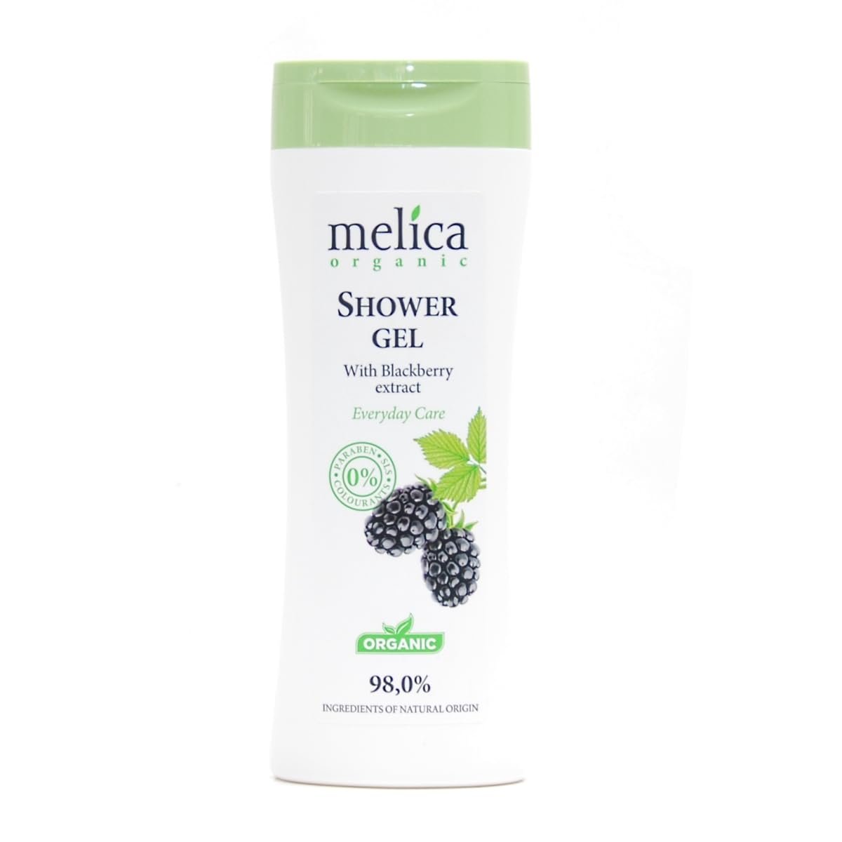 Гель для душу MELICA Organic 98% Natural з екстрактом ожини без SLS, парабенів, барвників для всіх типів шкіри, 250 мл, фото №1